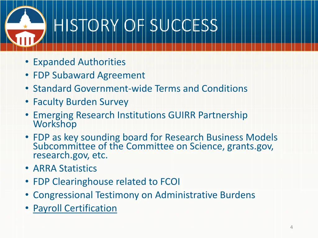 history of success