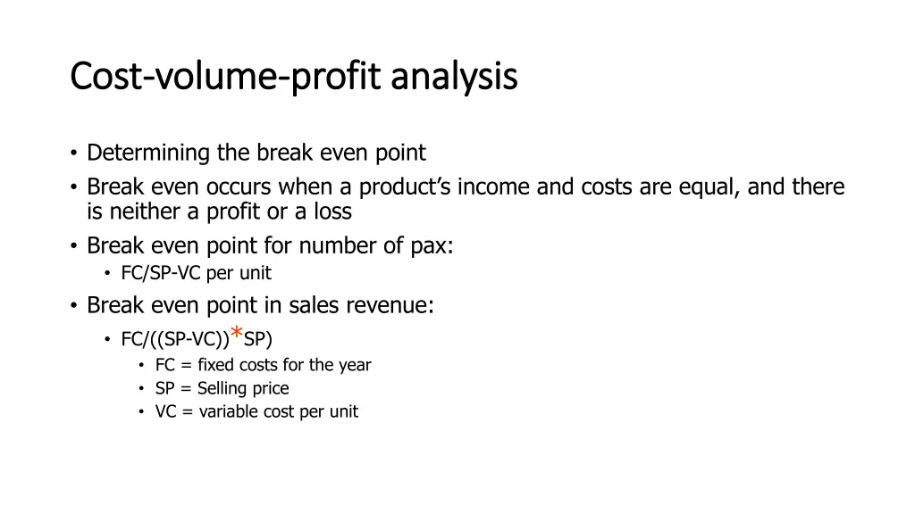 cost cost volume volume profit analysis profit