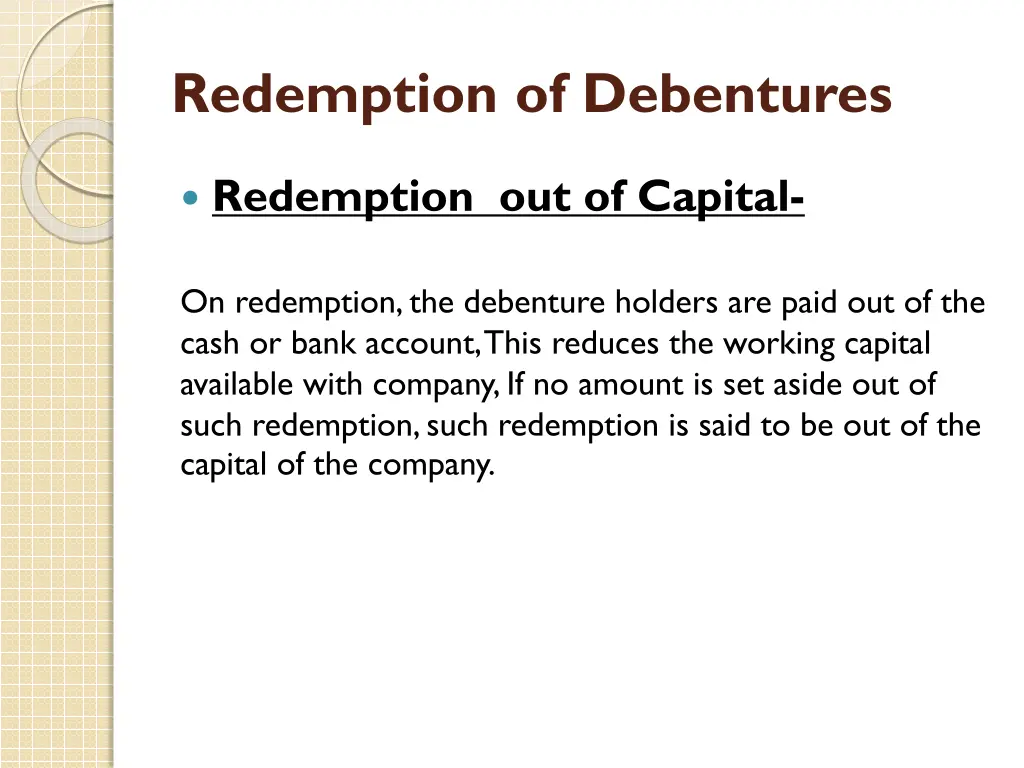 redemption of debentures 1