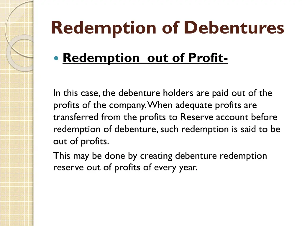 redemption of debentures 2