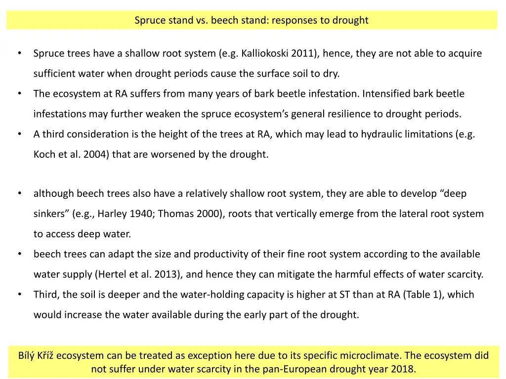 spruce stand vs beech stand responses to drought