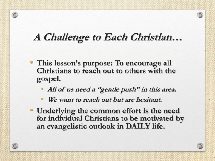 a challenge to each christian