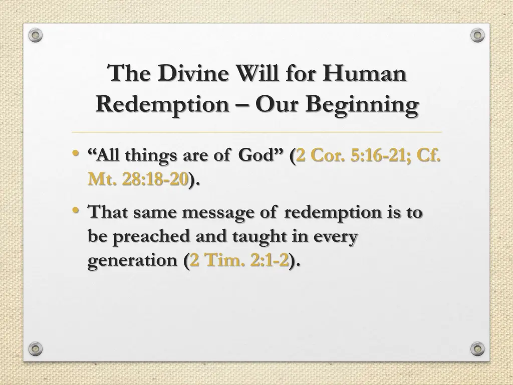 the divine will for human redemption our beginning