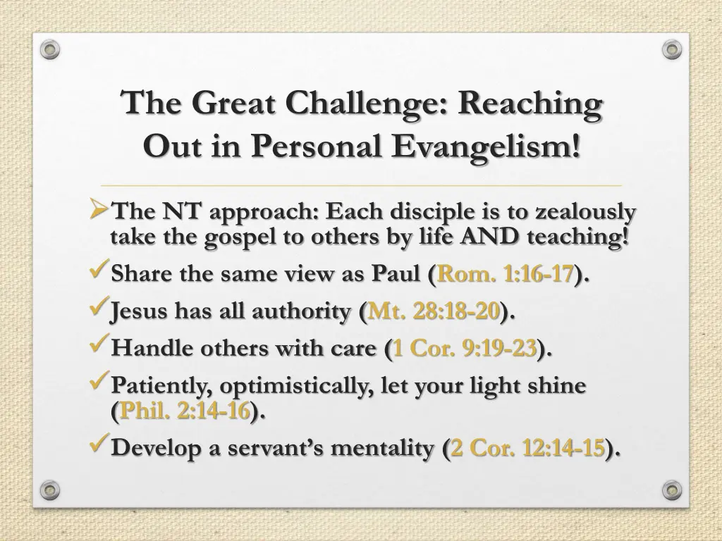 the great challenge reaching out in personal