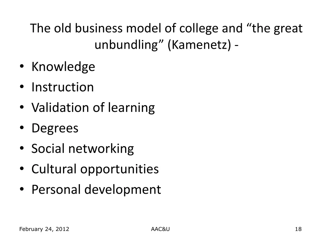 the old business model of college and the great