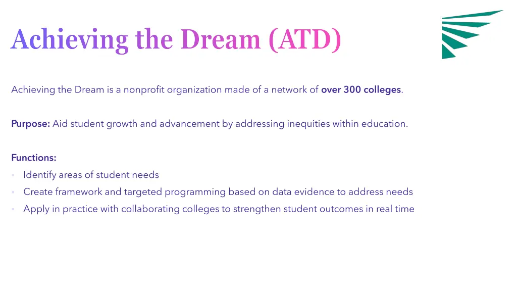 achieving the dream atd