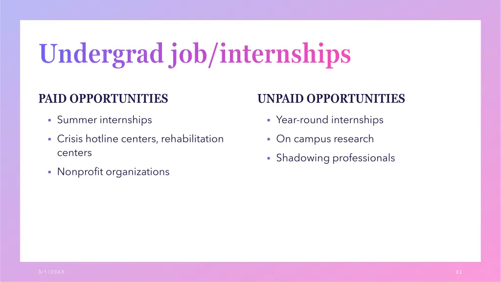 undergrad job internships
