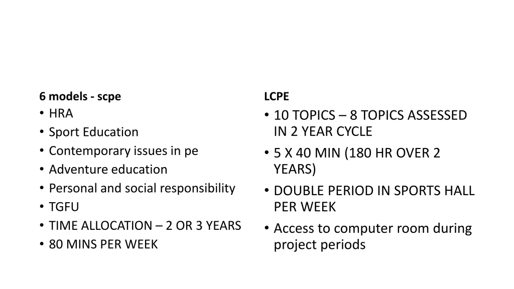6 models scpe hra sport education contemporary