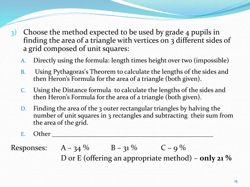 3 choose the method expected to be used by grade