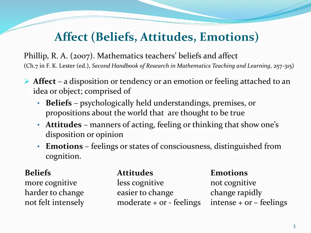 affect beliefs attitudes emotions