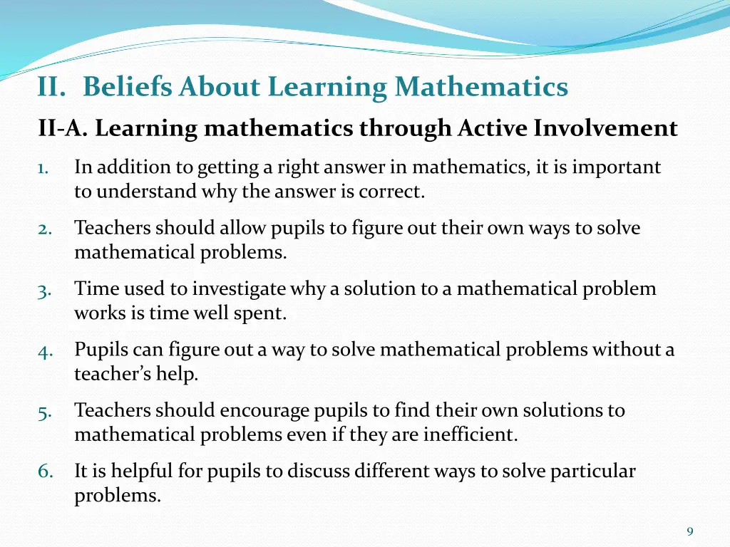 ii beliefs about learning mathematics