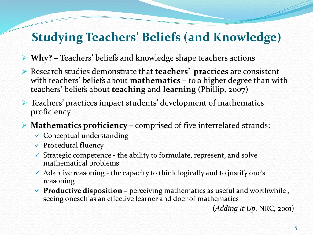 studying teachers beliefs and knowledge