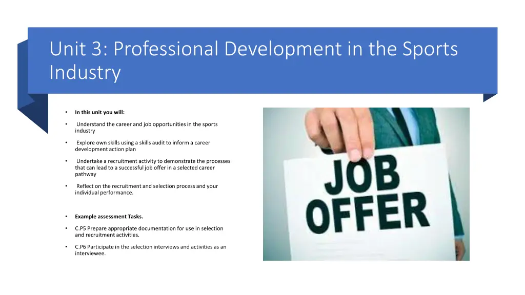 unit 3 professional development in the sports
