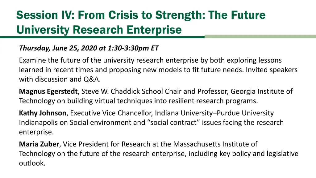 session iv from crisis to strength the future 1