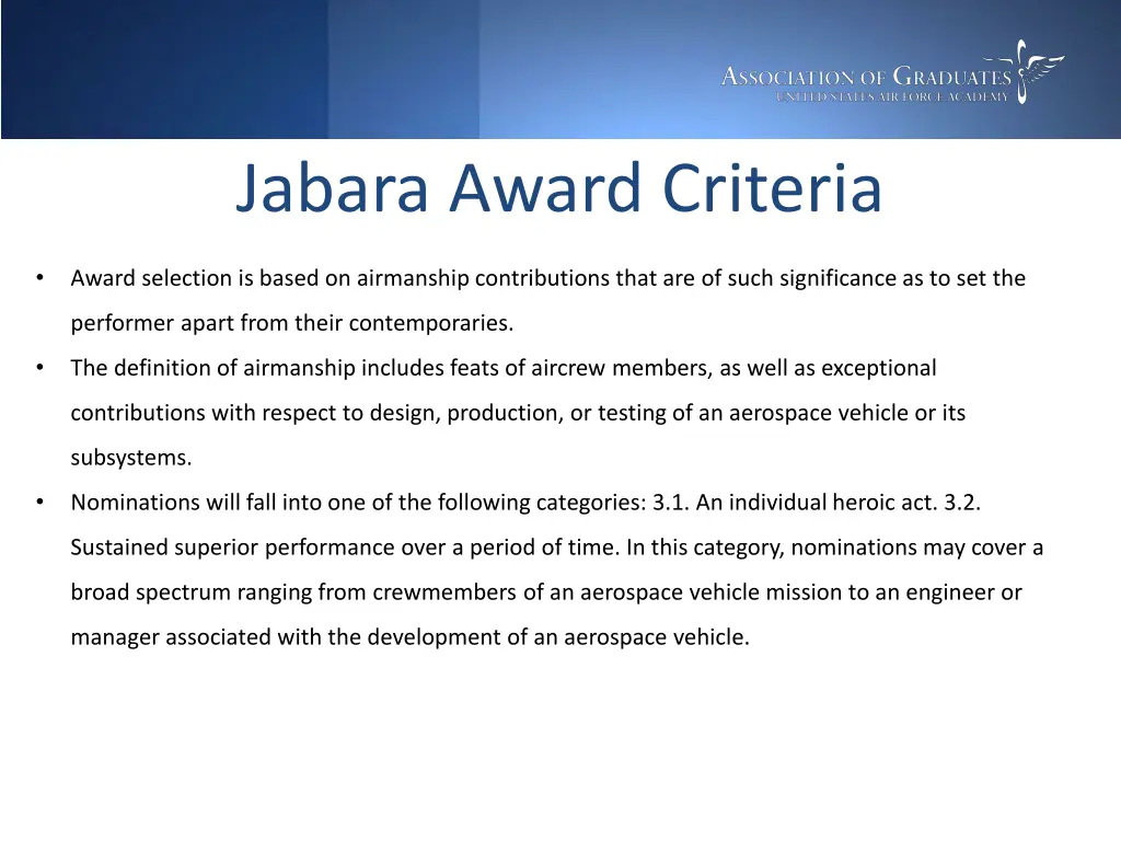 jabara award criteria