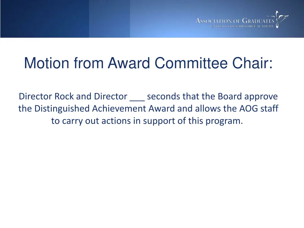 motion from award committee chair