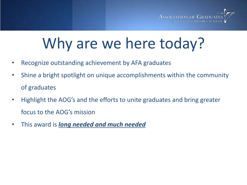 why are we here today