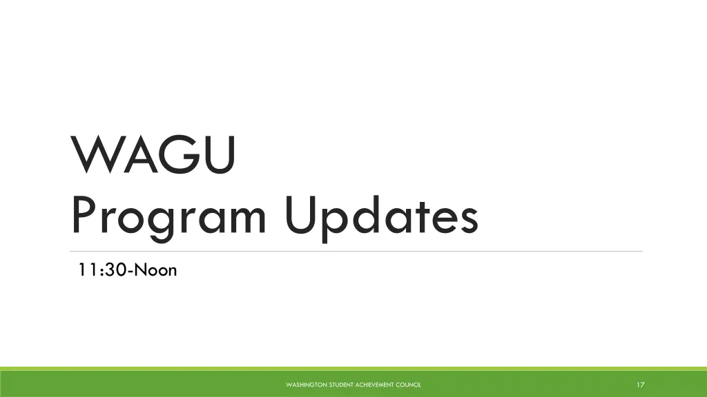 wagu program updates