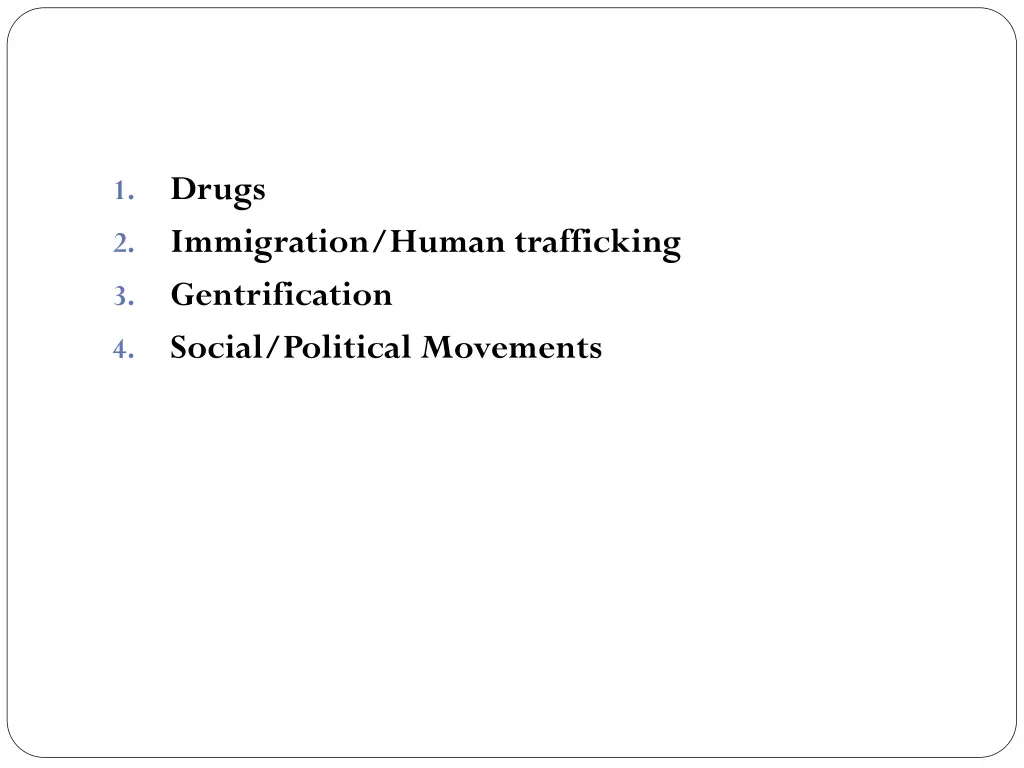drugs immigration human trafficking