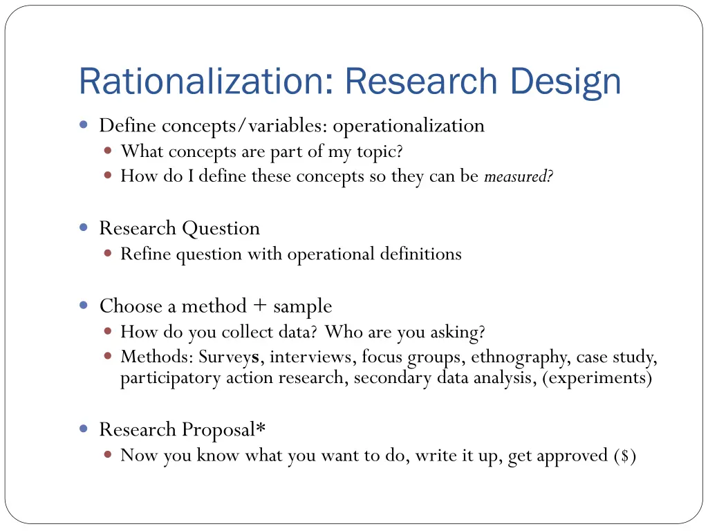 rationalization research design