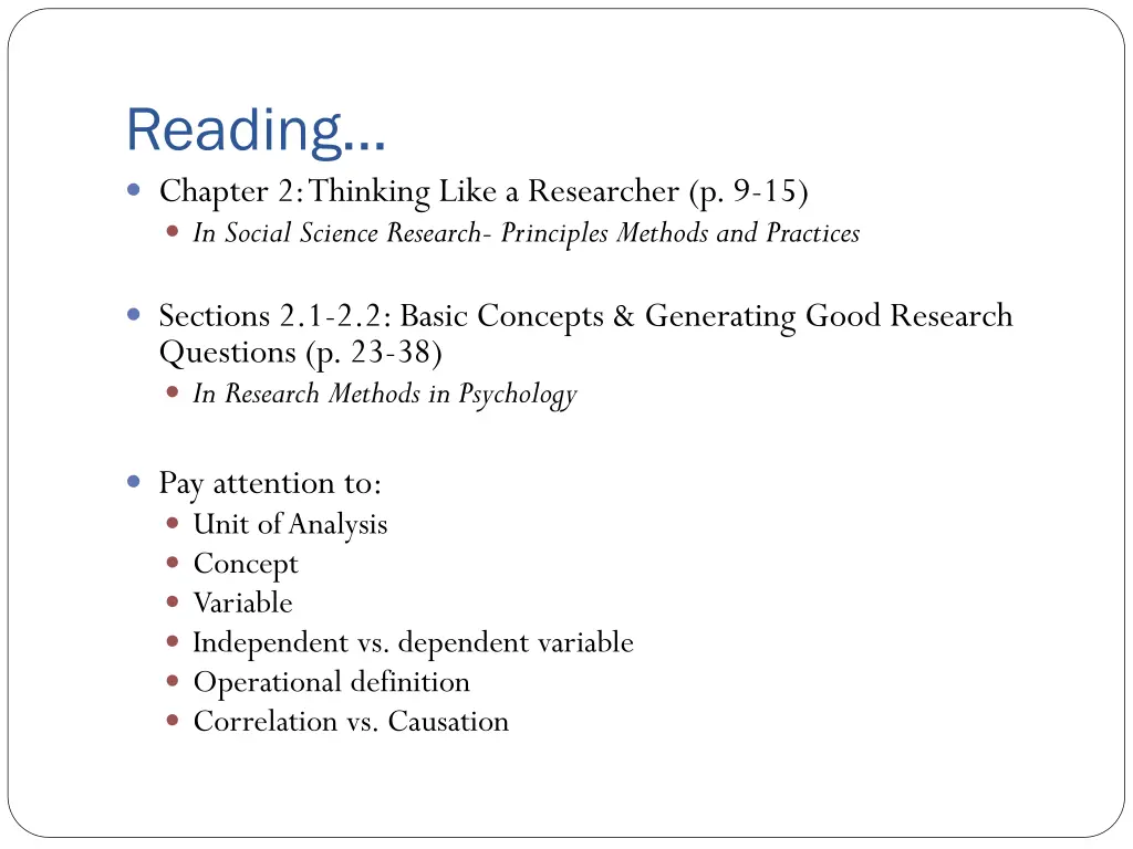 reading chapter 2 thinking like a researcher