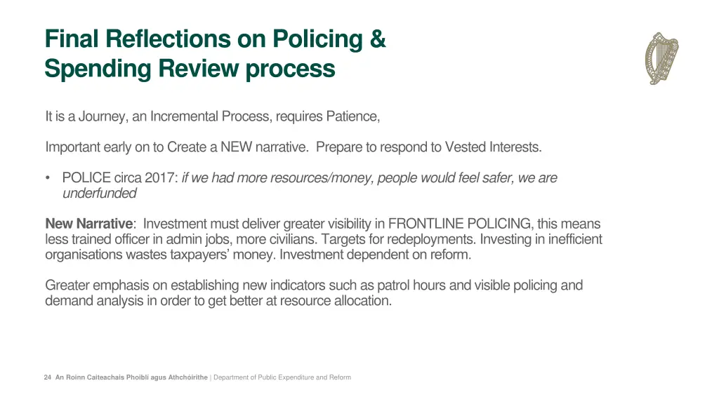 final reflections on policing spending review