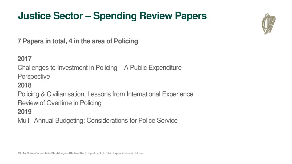 justice sector spending review papers
