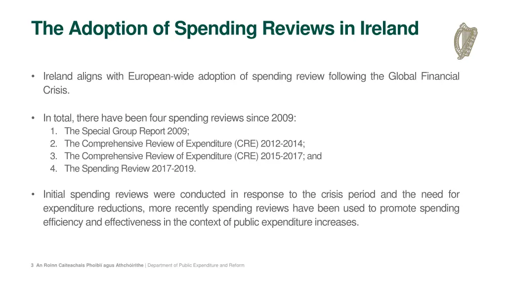 the adoption of spending reviews in ireland