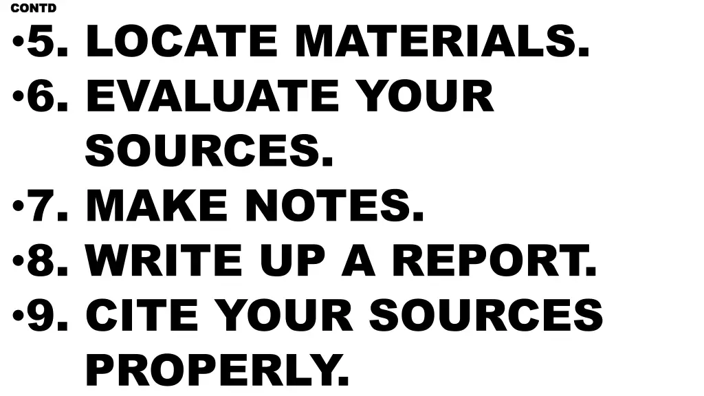 contd contd 5 locate materials 6 evaluate your