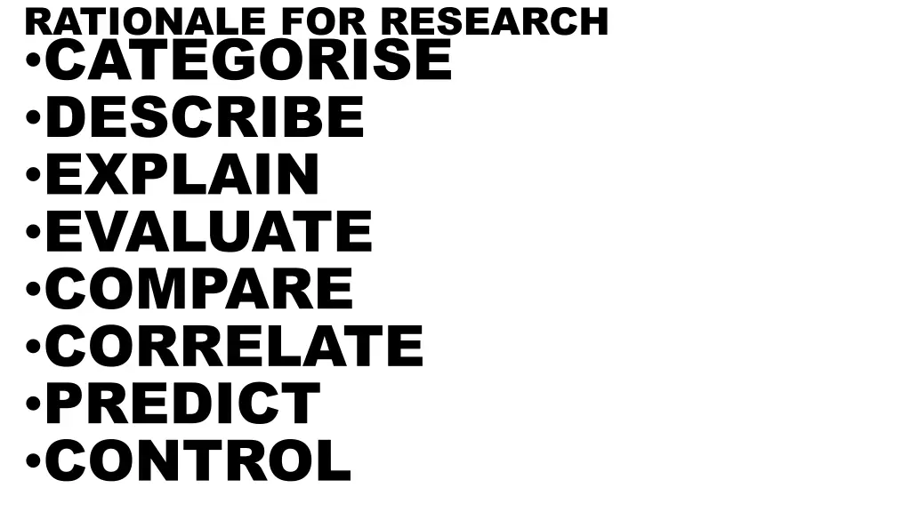 rationale for research categorise describe