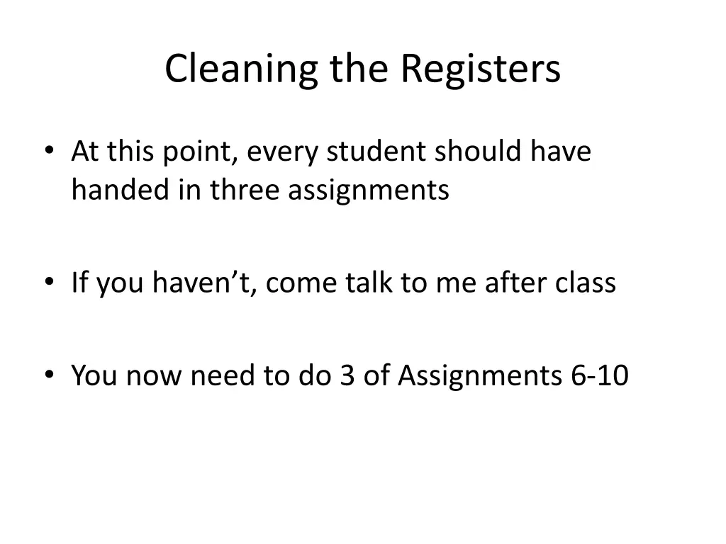 cleaning the registers
