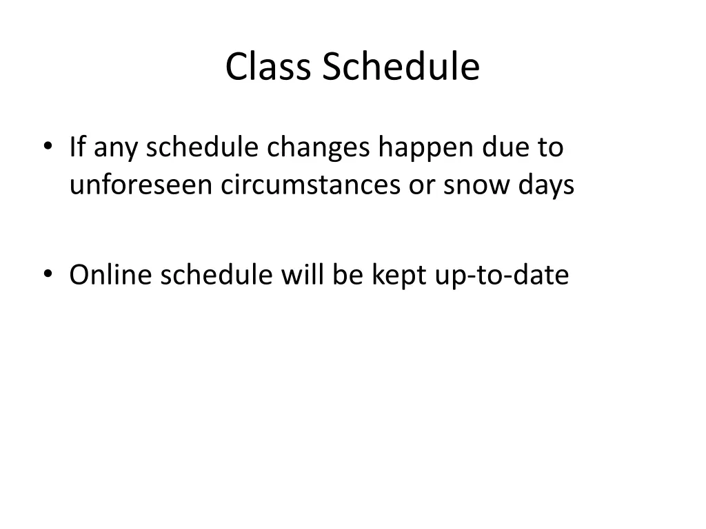 class schedule 2