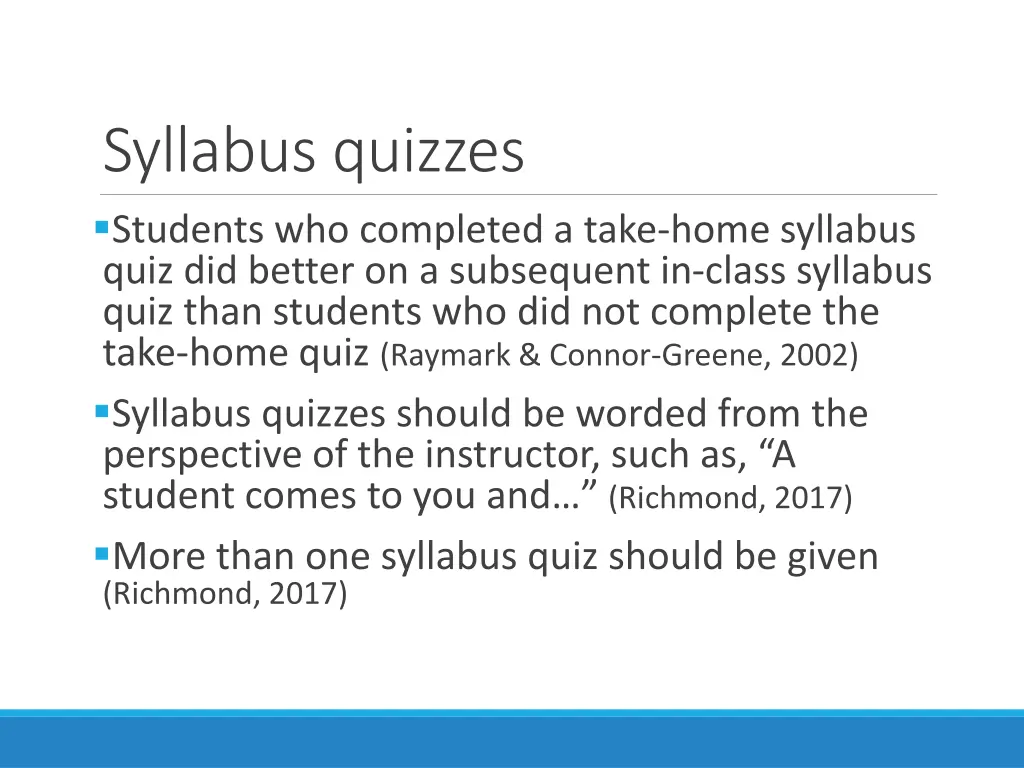 syllabus quizzes students who completed a take