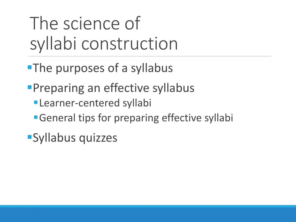 the science of syllabi construction the purposes