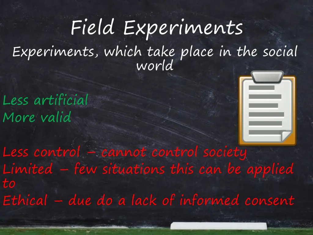 field experiments experiments which take place
