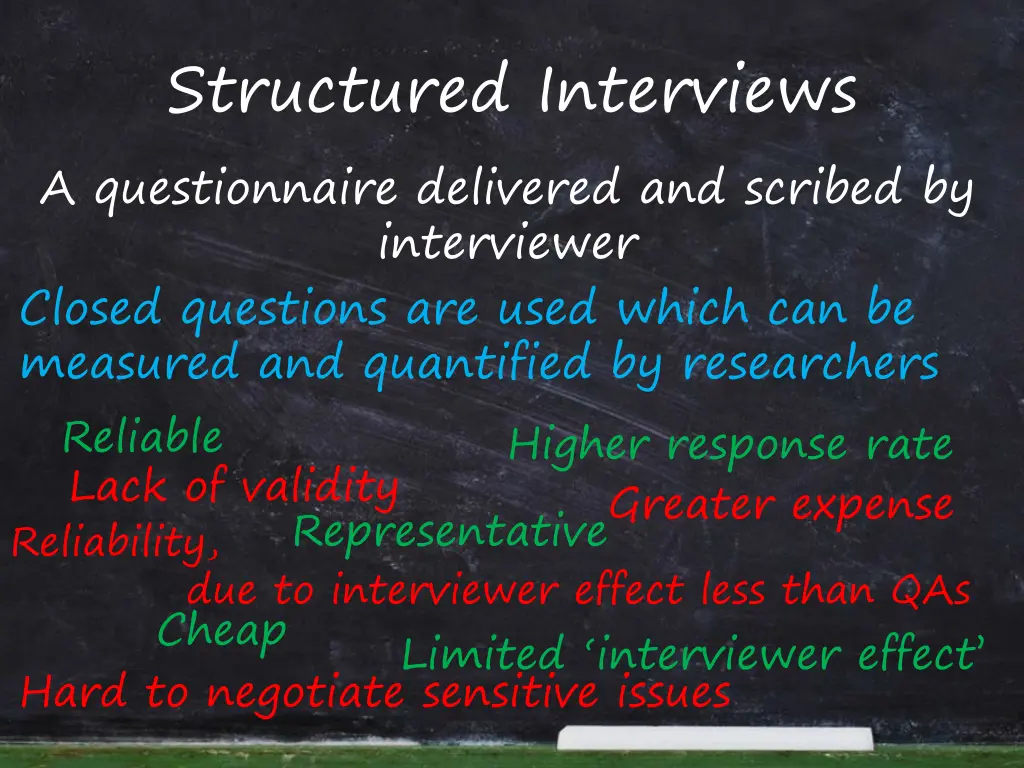 structured interviews a questionnaire delivered