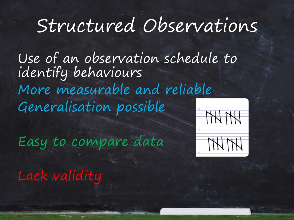 structured observations use of an observation