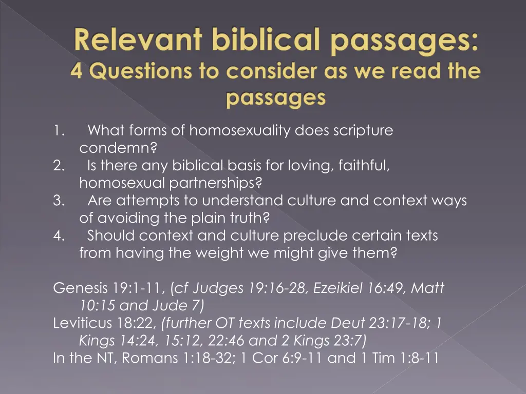 relevant biblical passages 4 questions