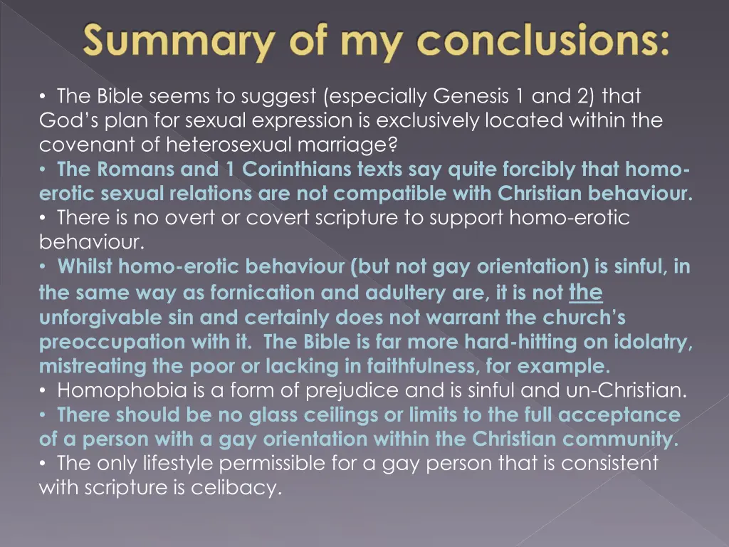 summary of my conclusions