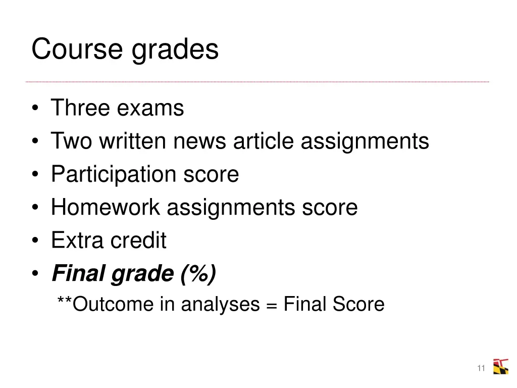 course grades