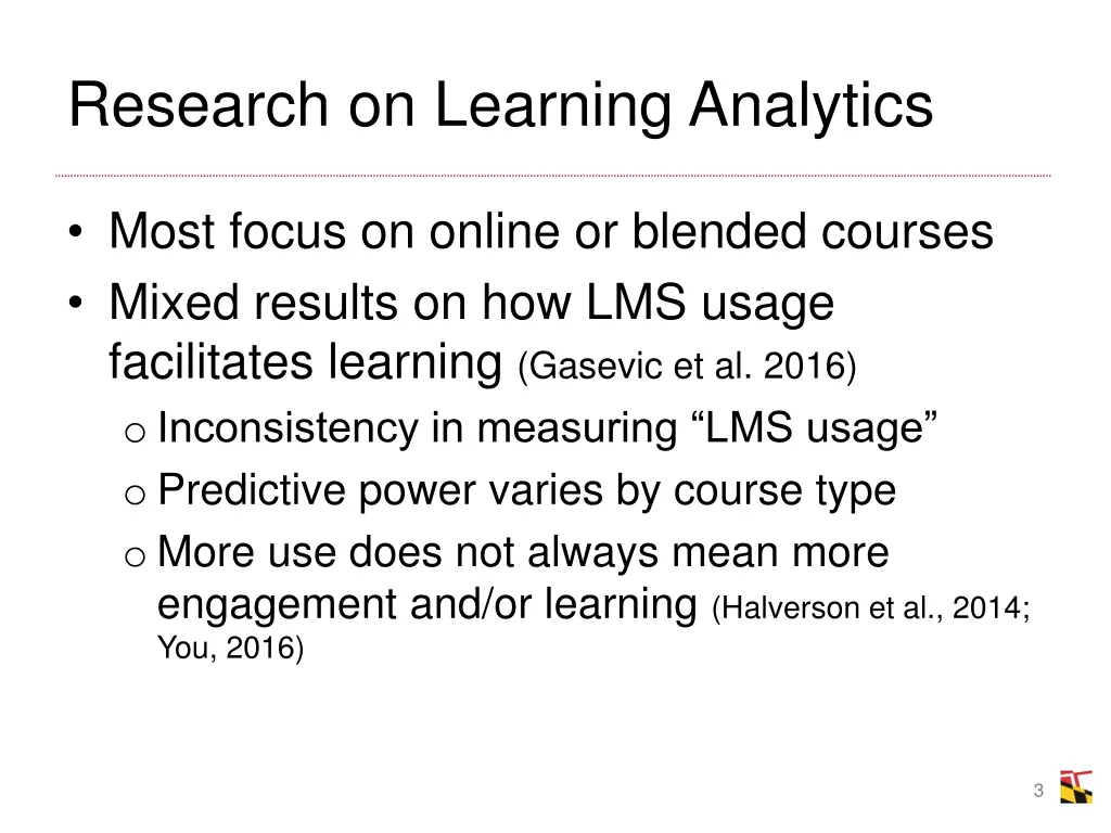 research on learning analytics