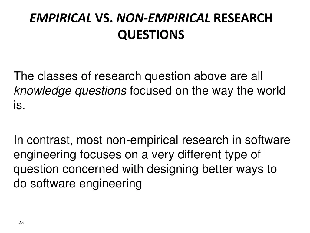 empirical vs non empirical research questions
