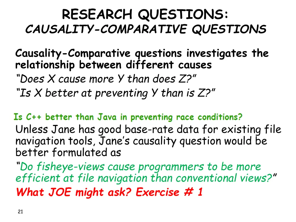 research questions causality comparative questions