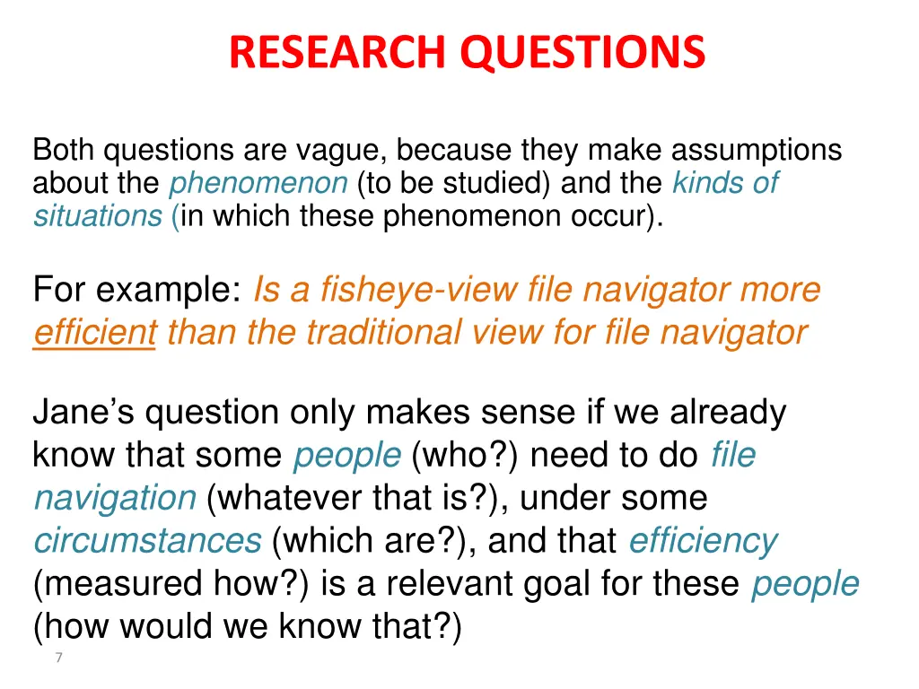research questions