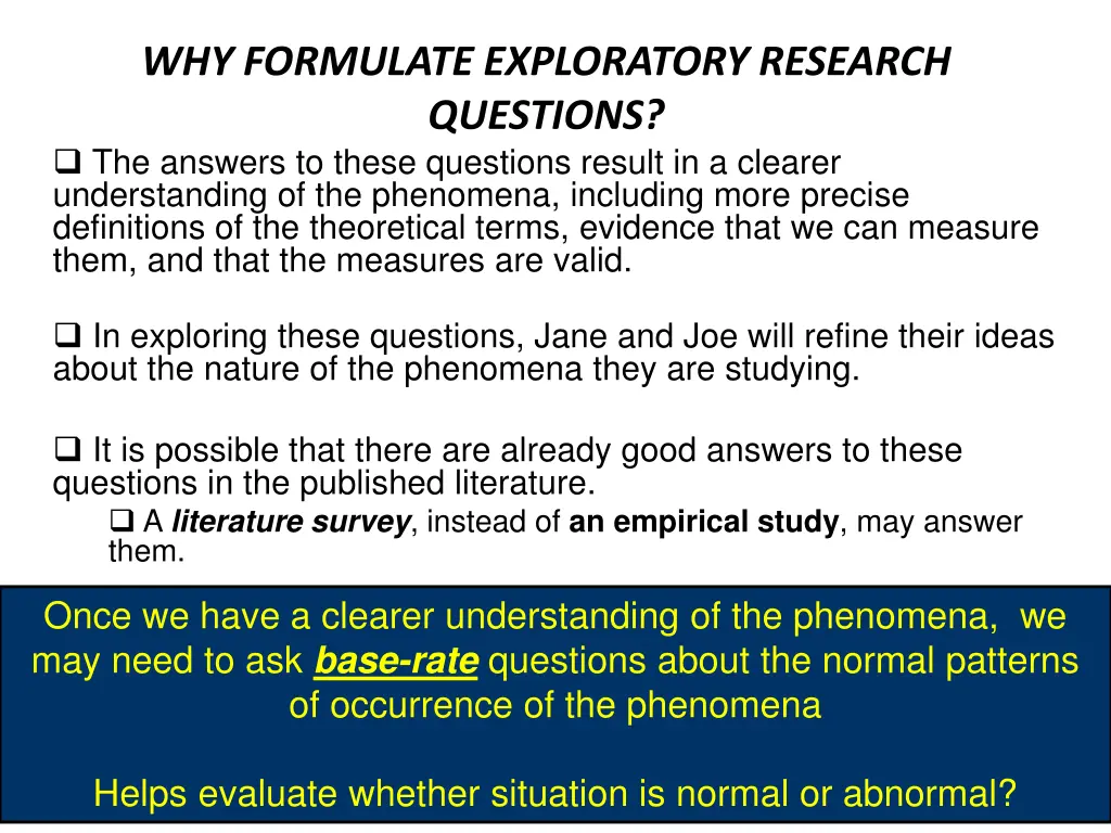 why formulate exploratory research questions