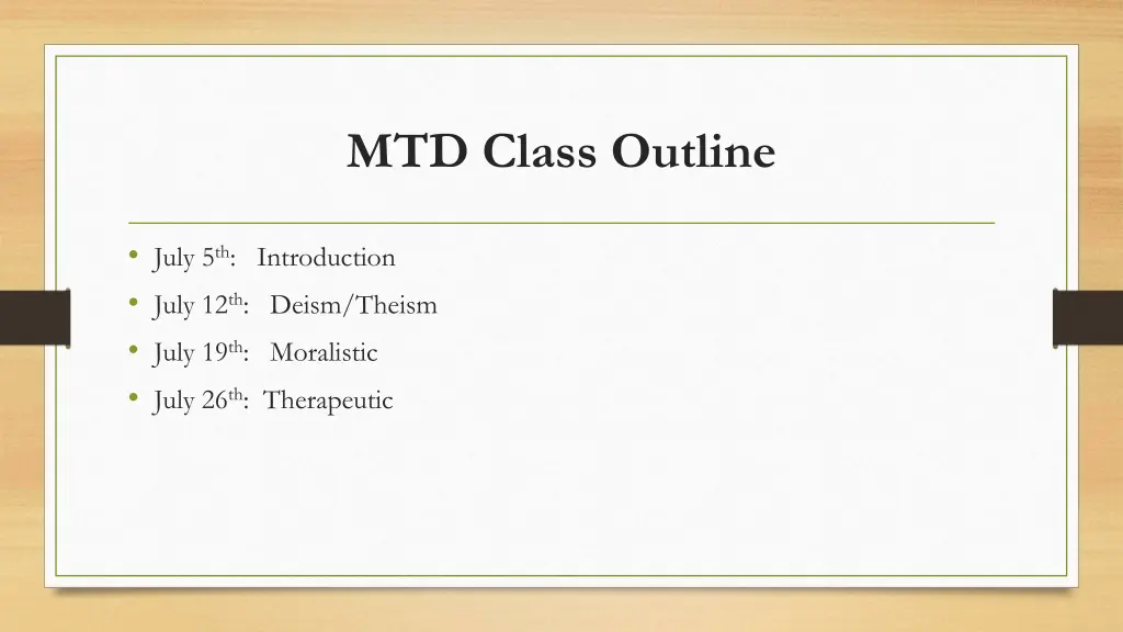 mtd class outline