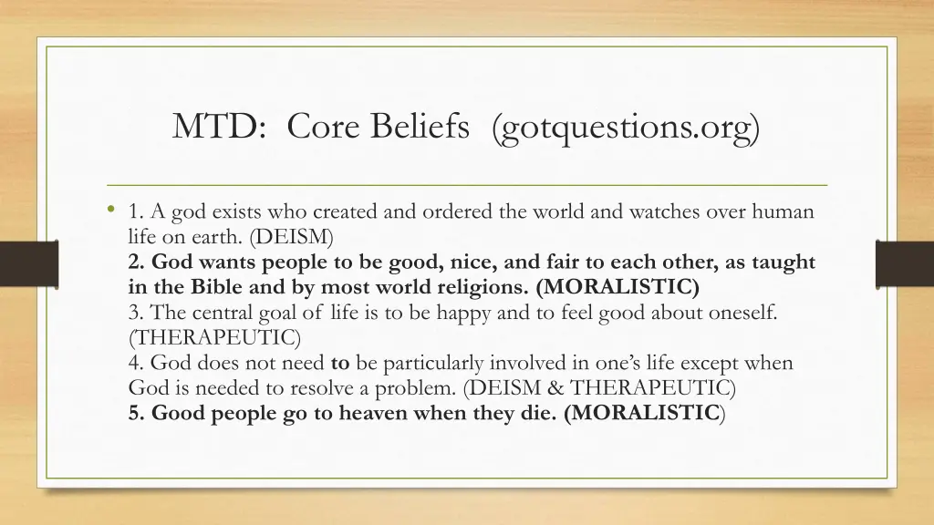 mtd core beliefs gotquestions org