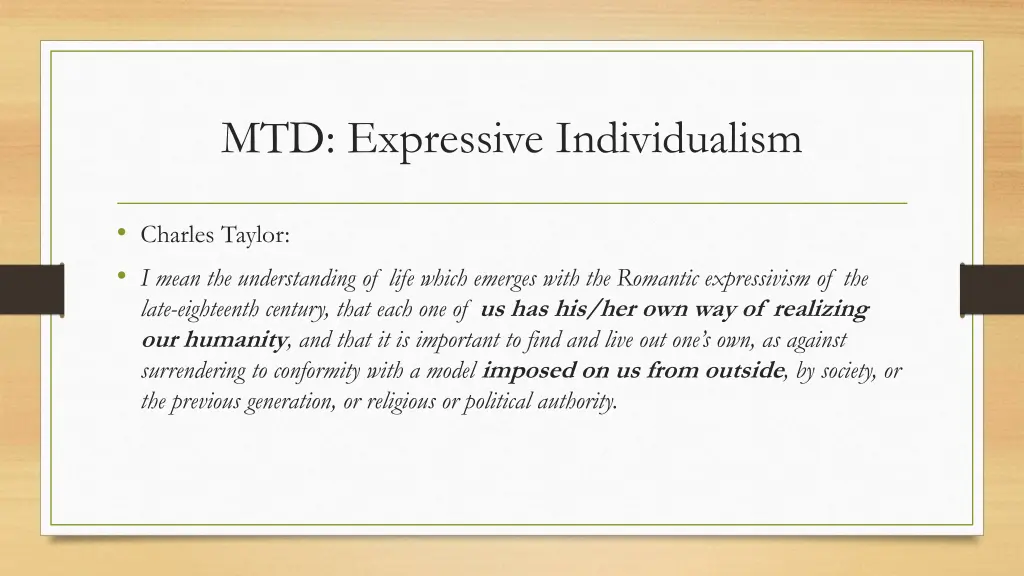 mtd expressive individualism 1