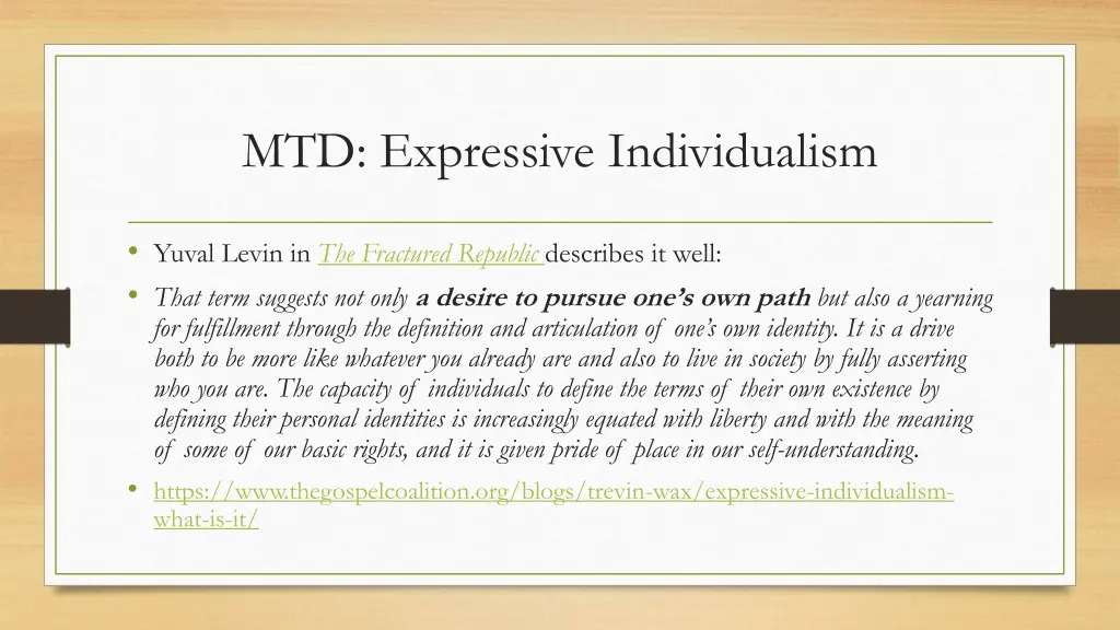 mtd expressive individualism
