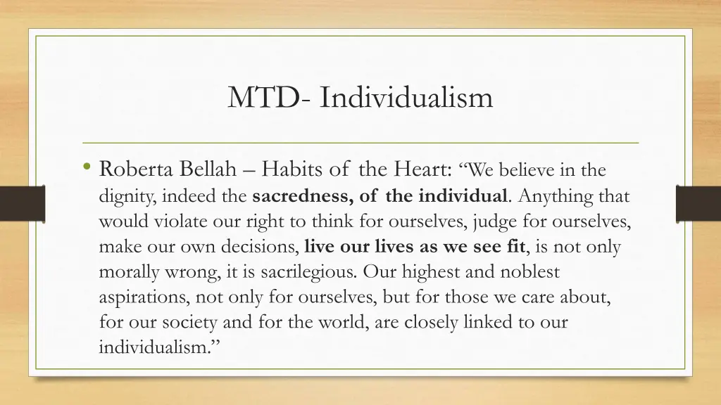 mtd individualism 1